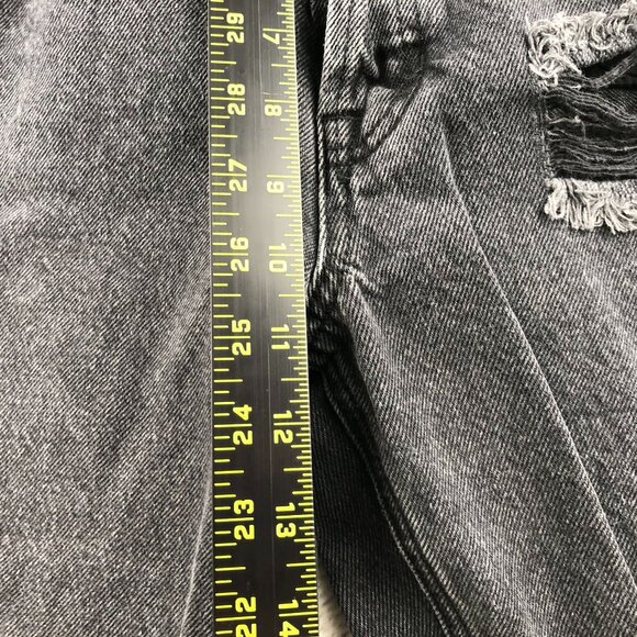 PacSun Womens Jeans Sz 26 Ultra High Rise Slim Skinny Leg Black Denim Distressed - Picture 7 of 16